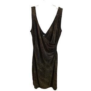 Aqua Blues Mini Dress S Womens Black Gold Sparkle Shimmer New Years Party